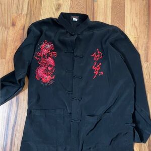 Black Dragon Asian Embroidered Men's shirt